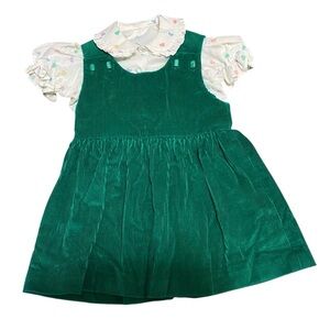 Vintage Little Girl Corduroy Jumper + Cotton Shirt 80s 90s Clothing Set Lot